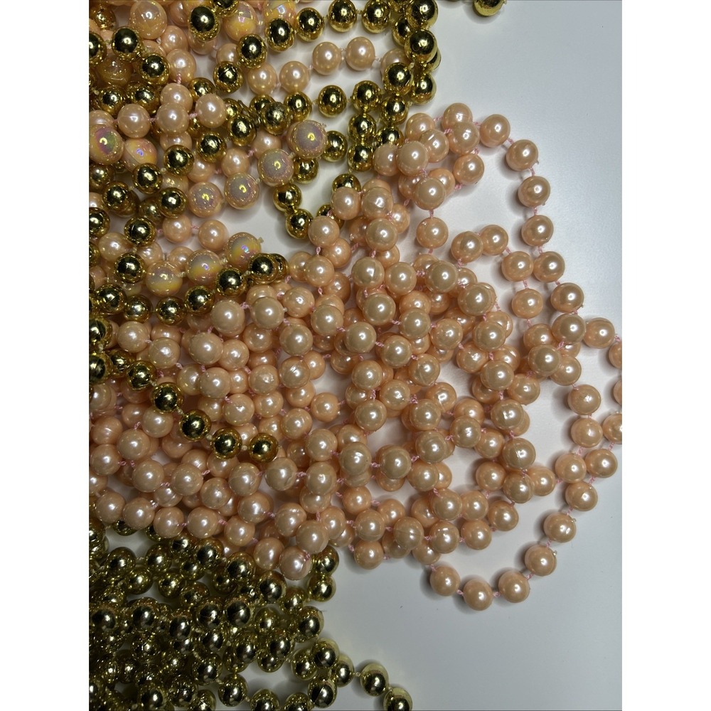 Vintage Bead Garland Pink & Gold & Iridescent Strands Various Lengths - Picture 2 of 8